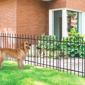 Forehogar Sqf2924-g Metal Garden Fence With Gate 30 In H X 10 Ft L 1 4 Panels Border Fenc