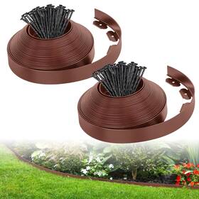 Funfanso P01na-012 2-inch X 66 Ft Landscape Edging Border With 100 Spikes Garden Lawn Ed