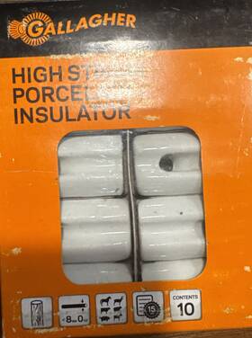 Gallagher 414701106922 Porcelain Bullnose Strain Insulators White 10 Count By