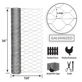 183615 Garden Craft Zone 20 Ga. Galvanized Steel Poultry Netting 36 H Inch X 150 L Ft