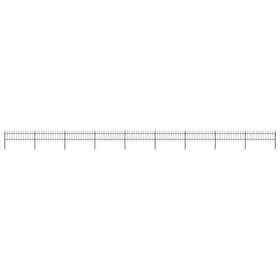 277646 Garden Fence With Hoop Top Steel 50.2foot Black