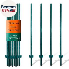 Gardens 705353164118 6ft Fence Posts Pack Of 10 - Sturdy Metal U-posts And Step-in Stakes No Digging