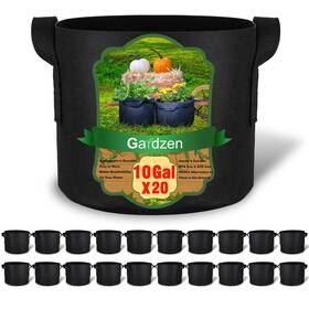 Gardzen Ggb-10g-20 20-pack 10 Gallon Grow Bags Aeration Fabric Pots Gallons