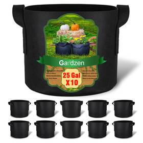Gardzen Ggb-25g 10-pack 25 Gallon Grow Bags 300g Thickened Gallons Black