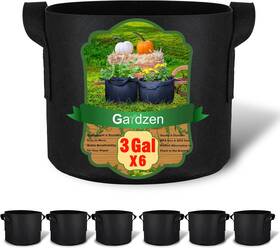 Gardzen Ggb-3g-6 6-pack 3 Gallons Grow Bags Aeration Fabric Pots