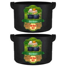 Gardzen Ggb-50g-2 2-pack 50 Gallon Grow Bags Aeration Fabric Black
