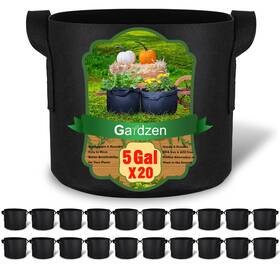 Gardzen Ggb-5g-20 20-pack 5 Gallon Grow Bags 300g Thickened Aeration Gallons Black