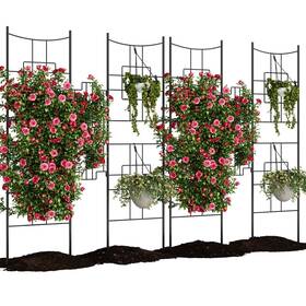 L7q8johvndvc2ydr67lghggup3r Garveetech 51 Inch X 67 Metal Garden Trellises For Climbing Plants Outdoors 5.5 Ft Black Large