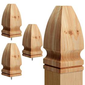 Geetery Lec-geetery-2749 4 Set 3 X 7 Inch Wooden Bed Post Finial With Screw Gothic/pineap