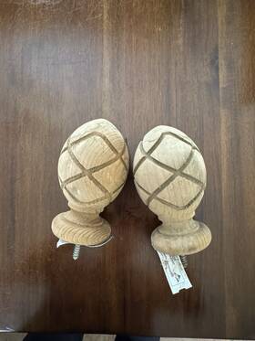 Georgia Pacific 054561110296 Pineapple Wood Post Ball Top Cap Finials Set Of 2 See Pictures