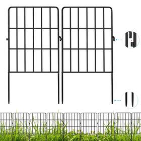 Getlay 733371648426 24 Pack Decorative Metal Garden Fence - Ft Black Animal Barrier For Yard