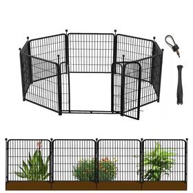 Getlay 733371648693 24 In H Decorative Garden Fences With Gate 8 Panels Total 15.7 Ft L Heavy