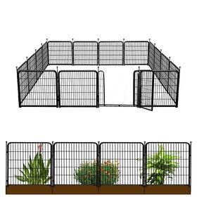Getlay 733371648709 24 In H Decorative Garden Fence With Gate 16 Panels Total 31.4 Ft L Heavy D