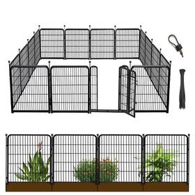 Getlay 733371648747 36in Garden Fence With Gate 10 Panels 22.1ft Heavy Duty Iron Barrier