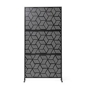 Glitzhome 2039200001 71.5 Inch H Black Galvanized Steel Garden Fence Geometric Pattern Privacy Screen