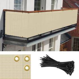 Goleray Wqifns16e0350tn 3ftx50ft Beige Balcony Privacy Screen Fence Outdoor Patio Mesh Shade Net Cover