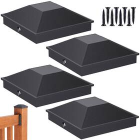 Goovilla Gv-apc4pb 4x4 Post Caps Black Actual 3.5 Inch X 4 Pack Aluminum Metal Fence Cap