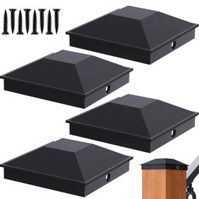 Goovilla Gv-slpc4pb-66 6x6 Post Caps Black Actual 5.5 Inch X 4 Pack Fence With 8 Screws