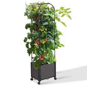 Gotruth 750961461500 63 Inch Garden Trellis For Climbing And Potted Plants With Planter Boxes Plant S