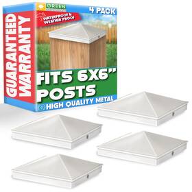 Tn-1220668 Greenlighting 6x6 Aluminum Pyramid Post Cap Cover White 4 Pack Fits Nominal Wood True
