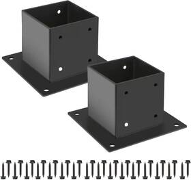 Grehitk 445000539519 4 Post Base 2 Pcs Deck Brackets Inner Size 3.5 Inch X3.5 Thick Steel Fence Po