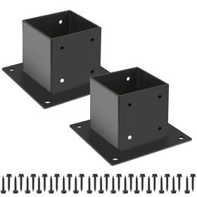 Grehitk 791974881800 4 Post Base 2 Pcs Deck Brackets Inner Size 3.5 Inch X3.5 Thick Steel Fence Anchor