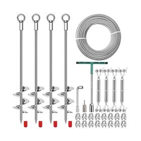 Wf-013 Growglow 4pcs 30 Inch Ground Anchors Shed Kit With 3/16 75ft Galvanized Cable And 3