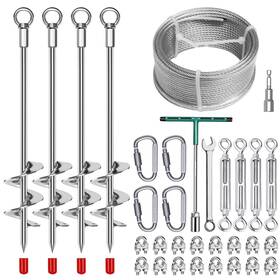 Growglow Wf-016 4 Pcs 18 Inch Fully Welded Ground Anchors Shed Kit With 1/8 75ft 304 Ss