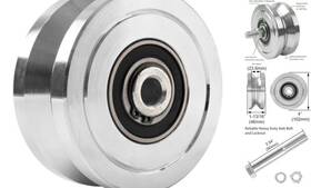 Gw011 Gudewells 4 Inch V-groove Slide Gate Wheel Solid Steel Sliding Dual Sealed Bearing For