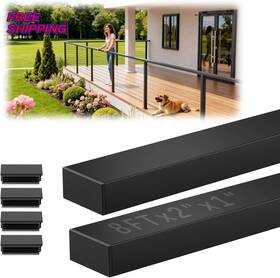 Gyykzz 313098355335 8ft X 2in 1in Black Cable Railing Handrail 2 Pack Stainless Steel T304 Rectang
