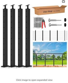 Adcablerailing-4 Gyykzz Cable Railing System - 4pack Adjustable Line Post Kit With 160ft 10 Te Adcablerailing-4 Gyykzz Cable Railing System - 4pack Adjustable Line Post Kit With 160ft 10 Te