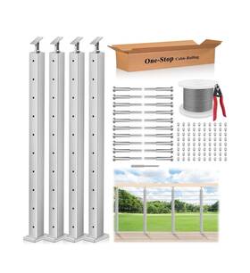 Gyykzz Gk-36f-bl4 36 Inch One-stop Cable Railing Post Kits 4pack Brushed Finish Level Drilled Line