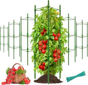 Halatool -6pcs-single 6 Pack Tomato Cages For Garden Up To 48in 4ft Adjustable Cage G