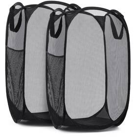 5452 Handy Laundry Collapsible Mesh Pop Up Hamper With Wide Opening And Side Pocke