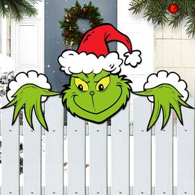 Hanxig Hanxig240909 3 Pcs Christmas Fence Peeker Decoration Xmas Yard Garden Signs Outdoor Decora