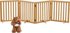 Haxin02 Haximwo6 Wooden Dog Gate 4-panel Freestanding Pet Fence Collapsible Burlywood
