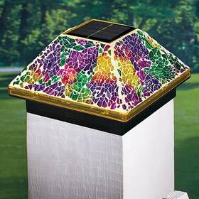 Hdfl 56705 Colorful Mosaic Solar Post Cap Light Patio Deck Mailbox Outdoor Fence Yard Decor