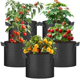 Healsmart 840166270660 Plant Grow Bags 5 Gallon Tomoato Planter Black Pack