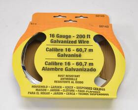 50143 Hillman Ook 16 Gauge 200ft Galvanized Wire Spool Utility Set Rust Resistant