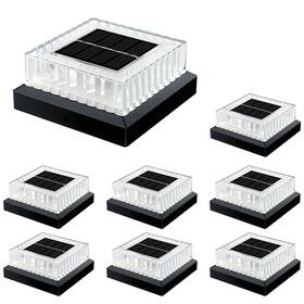 Hiromeco 618337392608 4x4 Solar Post Cap Lights 8 Pack Fence Outdoor 3000k With Clear
