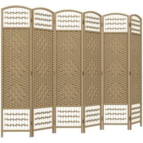 Homcom Us830-701v02nd0145 6 Panel Folding Room Divider Privacy Screen Wave Fiber Separator Natural