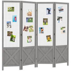 Homcom Us830-787v00gy0145 4.7ft 4 Panel Room Divider Indoor Privacy Screens For Home Gray