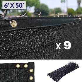 Home Aesthetics Hom200703 X9 6ft X 50ft Fence Wind Privacy Screen Mesh Cover Black Set Of 9 - 450ft Long