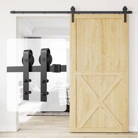Homlxclx 754407181465 9 Foot Heavy Duty Sturdy Sliding Barn Door Hardware Kit - Single Black Homlxclx 754407181465 9 Foot Heavy Duty Sturdy Sliding Barn Door Hardware Kit - Single Black