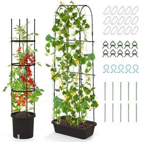 Honey Joy 554717928262 Black Metal Garden Trellis 58.5 Inch Tomato Cage 71 Cucumber 2-pack