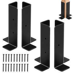 Honsreo 799787847020 4pcs Adjustable Post Anchor Brackets Heavy Duty Half Column Black Support Ba
