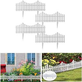 Hrpa 4pcs Plastic White Edgings Garden Picket Fence Grass Lawn Flowerbeds