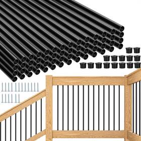 Htwave B0cksb8psl 101-pack 36 Inch Black Round Aluminum Deck Balusters 3/4 With Screws Railing Sp