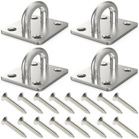 Hs-2010141436 Hulless 4 Pcs 1.4 X 1.2 Inch 304 Stainless Steel Ceiling Hooks Pad Eyes Plate Marine