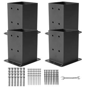 Icokin B63289 4 Post Base Pcs Deck Brackets Inner Size 3.6 Inch X3.6 Heavy Duty Powder-coated